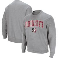 Men's Colosseum Heather Gray Florida State Seminoles Arch & Logo Crew Neck Sweatshirt