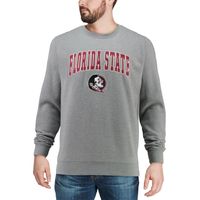 Men's Colosseum Heather Gray Florida State Seminoles Arch & Logo Crew Neck Sweatshirt