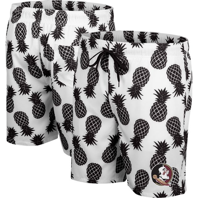 Short de bain ananas Florida State Seminoles Colosseum blanc/noir pour hommes