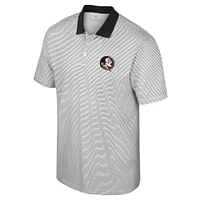 Men's Colosseum White/Black Florida State Seminoles Print Stripe Polo