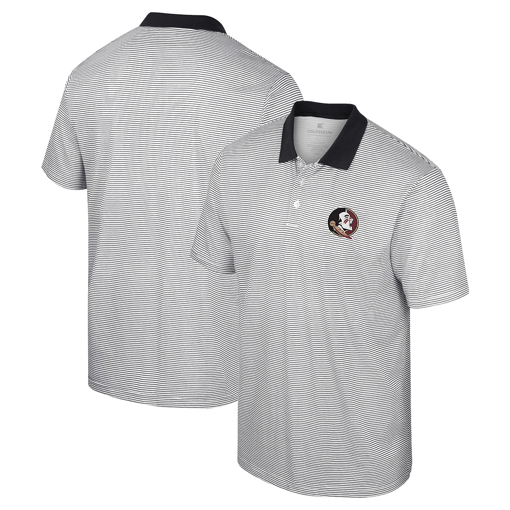 Men's Colosseum White/Black Florida State Seminoles Print Stripe Polo