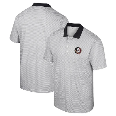 Polo à rayures imprimé Colosseum blanc/noir Florida State Seminoles pour hommes