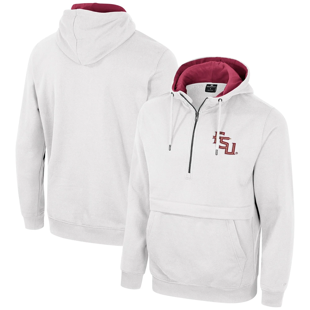 Sweat à capuche demi-zip Colosseum White Florida State Seminoles pour hommes