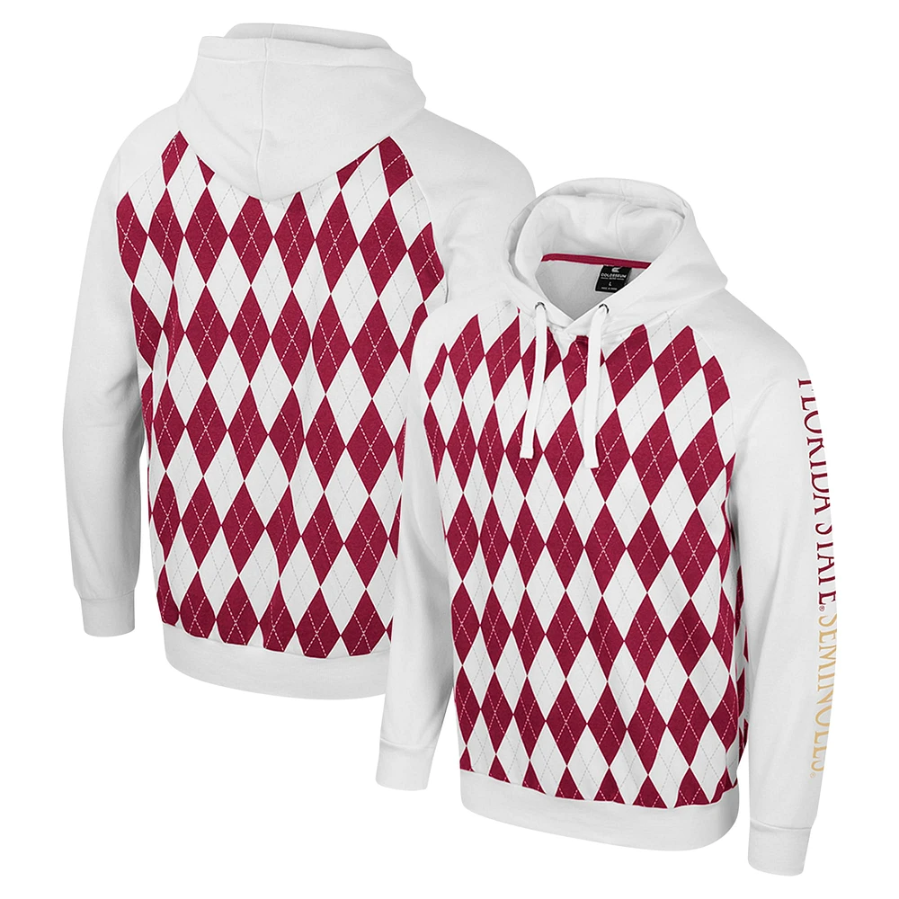 Sweat à capuche raglan The Dealio pour homme Colosseum White Florida State Seminoles