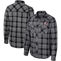 Men's Colosseum x Wrangler  Black Florida State Seminoles Plaid Western Long Sleeve Full-Snap Shirt