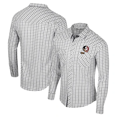 Chemise Colosseum x Wrangler blanche à manches longues et boutons-pression pour hommes, Seminoles de l'État Floride, carreaux