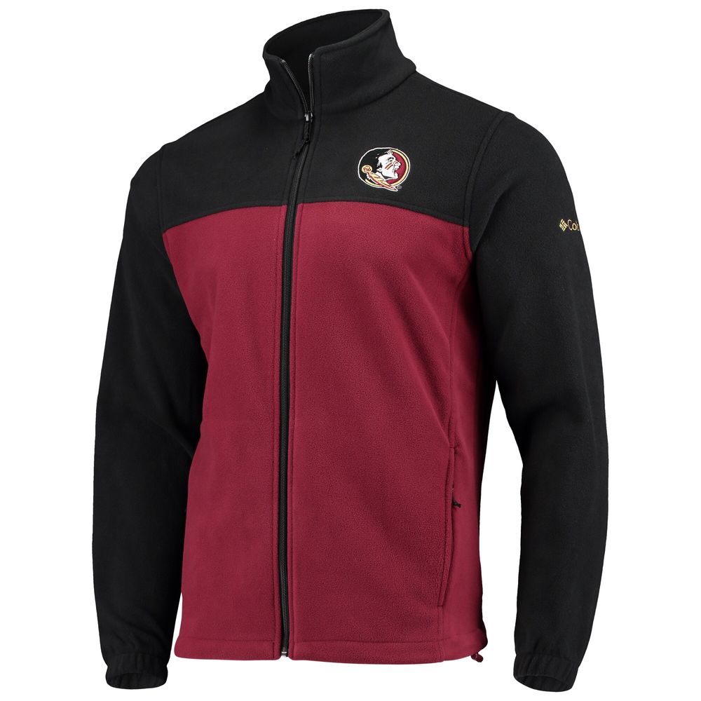 Men's Columbia Black/Garnet Florida State Seminoles Flanker III Fleece Team Full-Zip Jacket