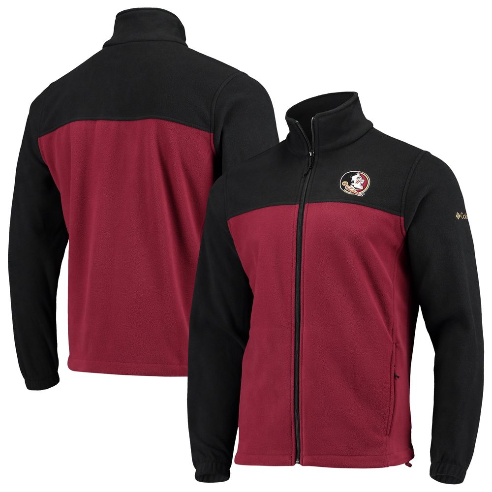 Men's Columbia Black/Garnet Florida State Seminoles Flanker III Fleece Team Full-Zip Jacket