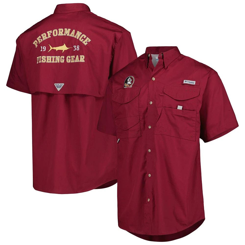 Chemise boutonnée Columbia Garnet Florida State Seminoles Bonehead pour homme