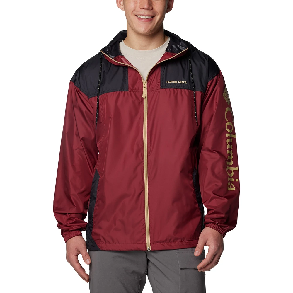 Coupe-vent entièrement zippé Omni-Shade Flash Challenger II de Columbia Garnet pour homme Florida State Seminoles