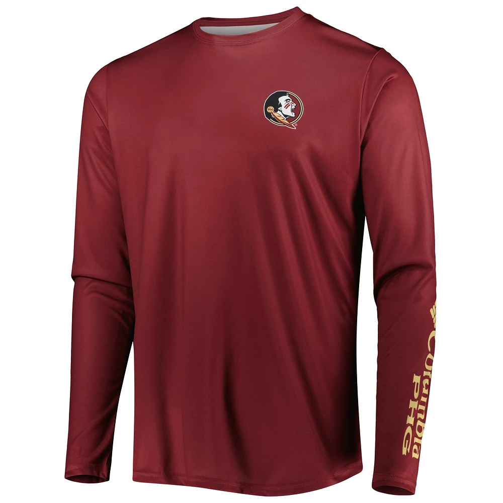 T-shirt à manches longues Columbia Garnet Florida State Seminoles Terminal Shot Omni-Shade Omni-Wick pour homme