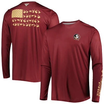 T-shirt à manches longues Columbia Garnet Florida State Seminoles Terminal Shot Omni-Shade Omni-Wick pour homme