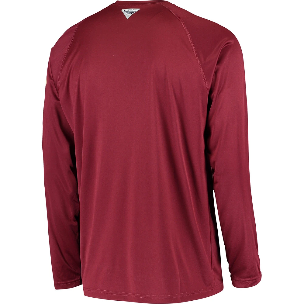 Men's Columbia Garnet Florida State Seminoles Terminal Tackle Omni-Shade Raglan Long Sleeve T-Shirt