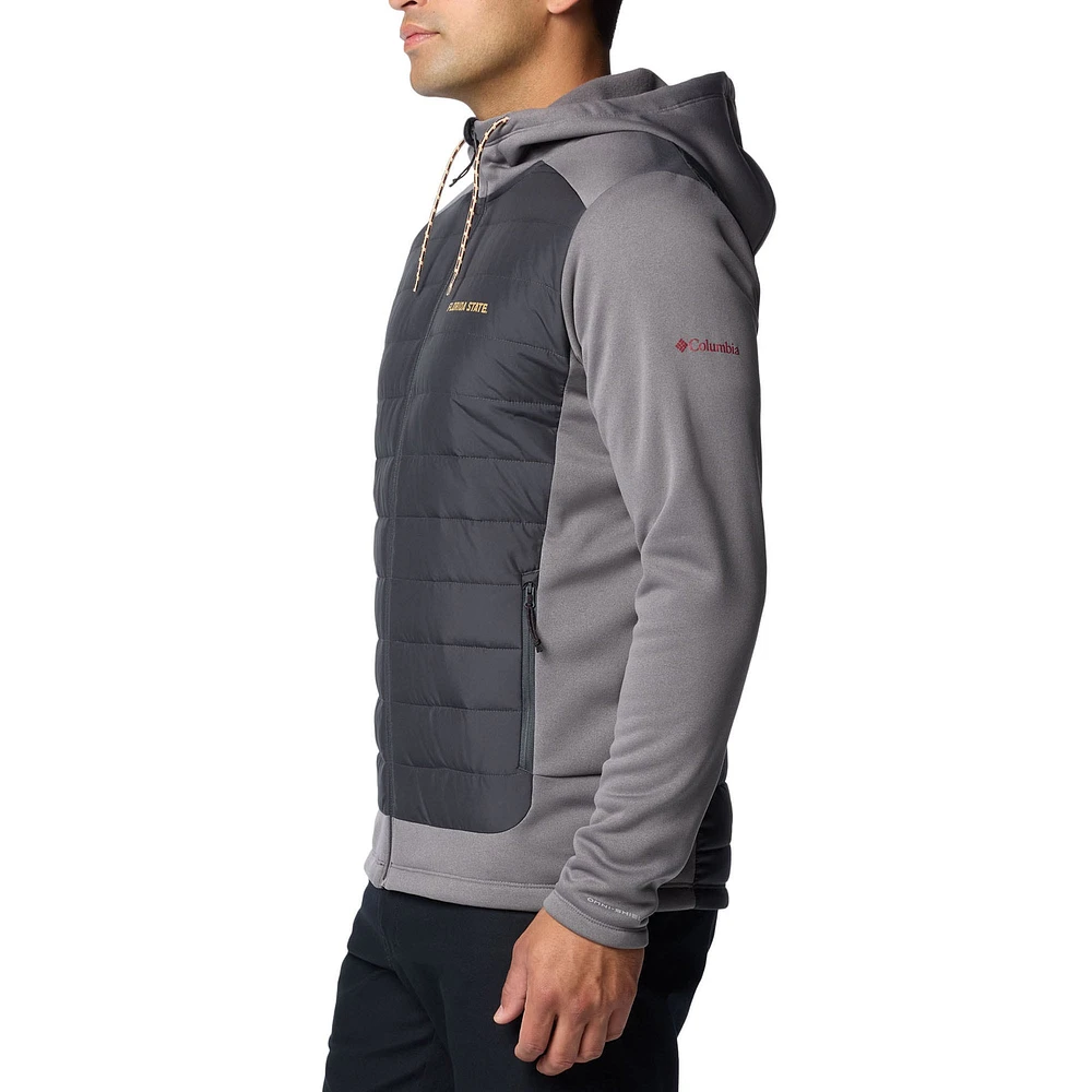 Veste à capuche hybride entièrement zippée Out-Shield de Columbia pour homme, gris, Florida State Seminoles