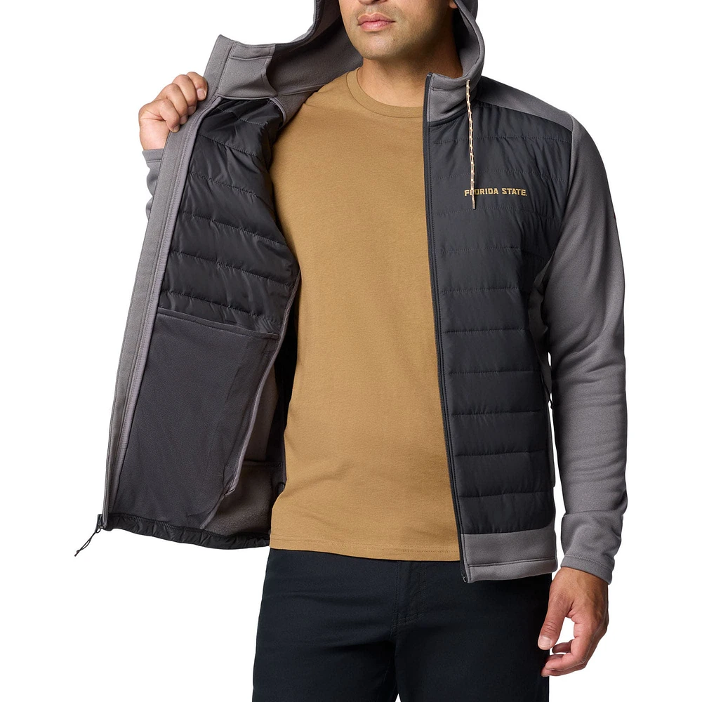 Veste à capuche hybride entièrement zippée Out-Shield de Columbia pour homme, gris, Florida State Seminoles