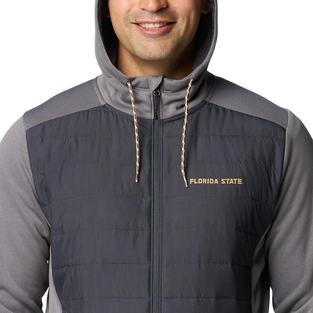 Veste à capuche hybride entièrement zippée Out-Shield de Columbia pour homme, gris, Florida State Seminoles