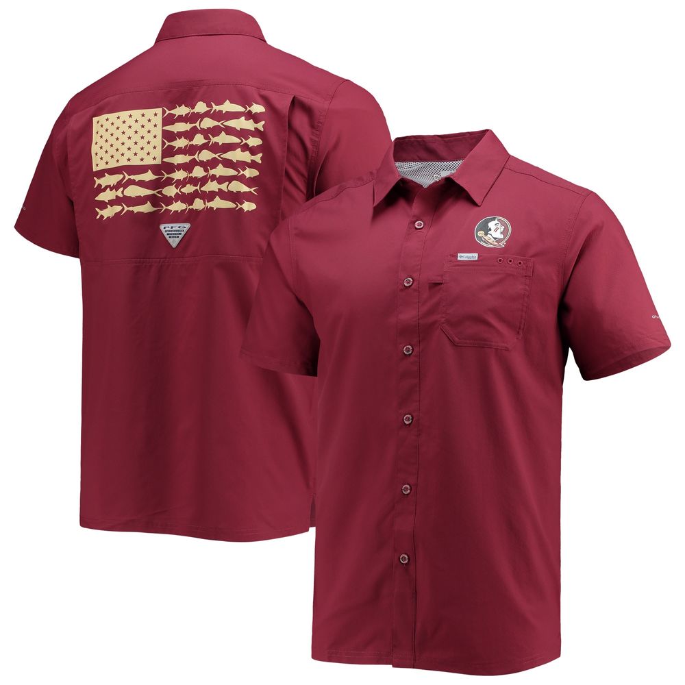 Men's Columbia PFG Garnet Florida State Seminoles Slack Tide Camp Button-Up Shirt