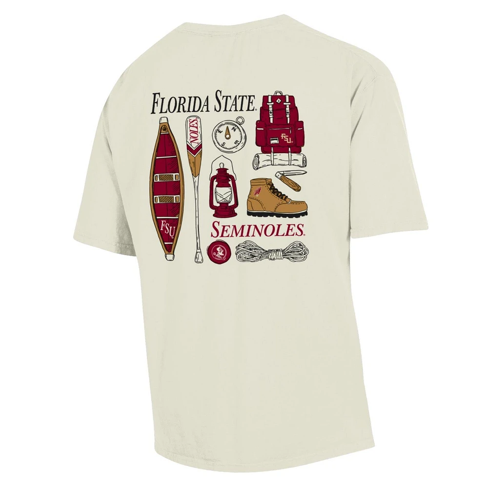 Men's Comfort Wash Cream Florida State Seminoles Camping Trip T-Shirt