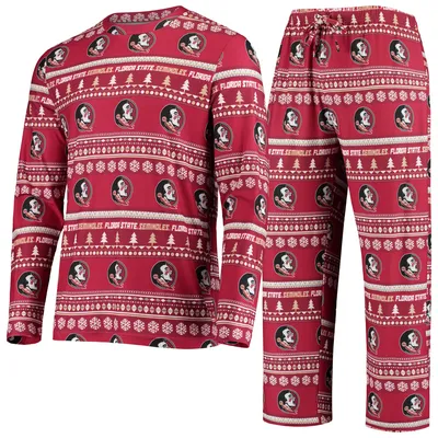 Florida State Seminoles Concepts Sport Ugly Sweater Knit Long Sleeve Top and Pant Set - Garnet