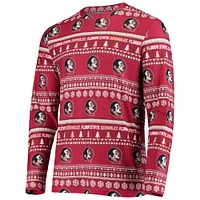 Concepts Sport Garnet Florida State Seminoles Ugly Sweater Ensemble haut et pantalon à manches longues en tricot pour hommes