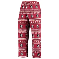 Concepts Sport Garnet Florida State Seminoles Ugly Sweater Ensemble haut et pantalon à manches longues en tricot pour hommes