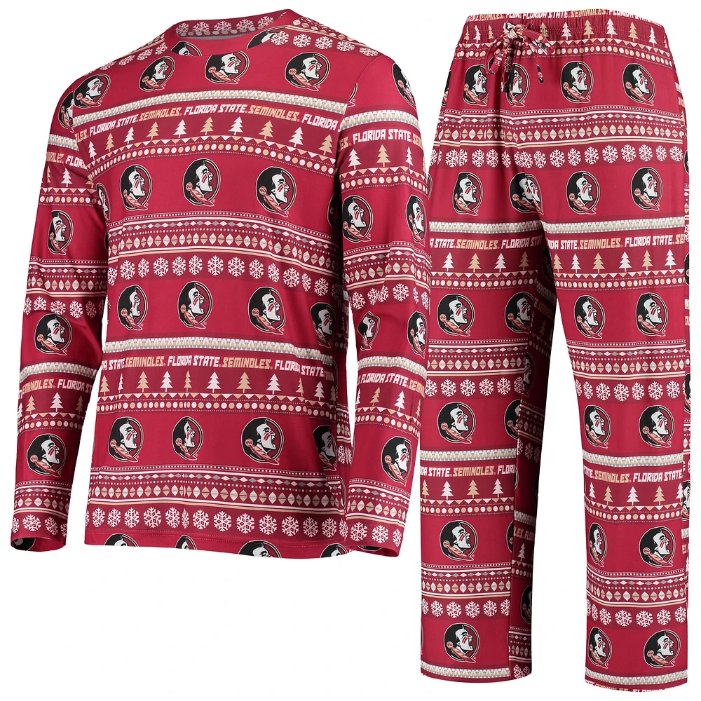 Concepts Sport Garnet Florida State Seminoles Ugly Sweater Ensemble haut et pantalon à manches longues en tricot pour hommes