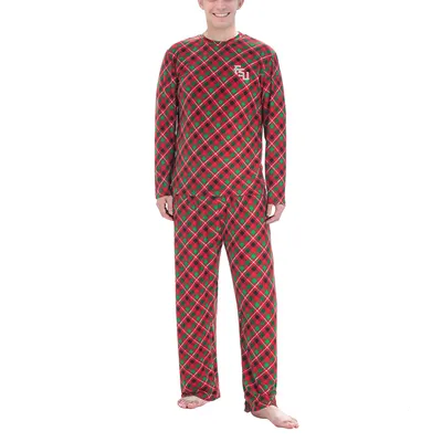 Florida State Seminoles Concepts Sport Holly Knit Long Sleeve Top and Pant Set - Red/Green