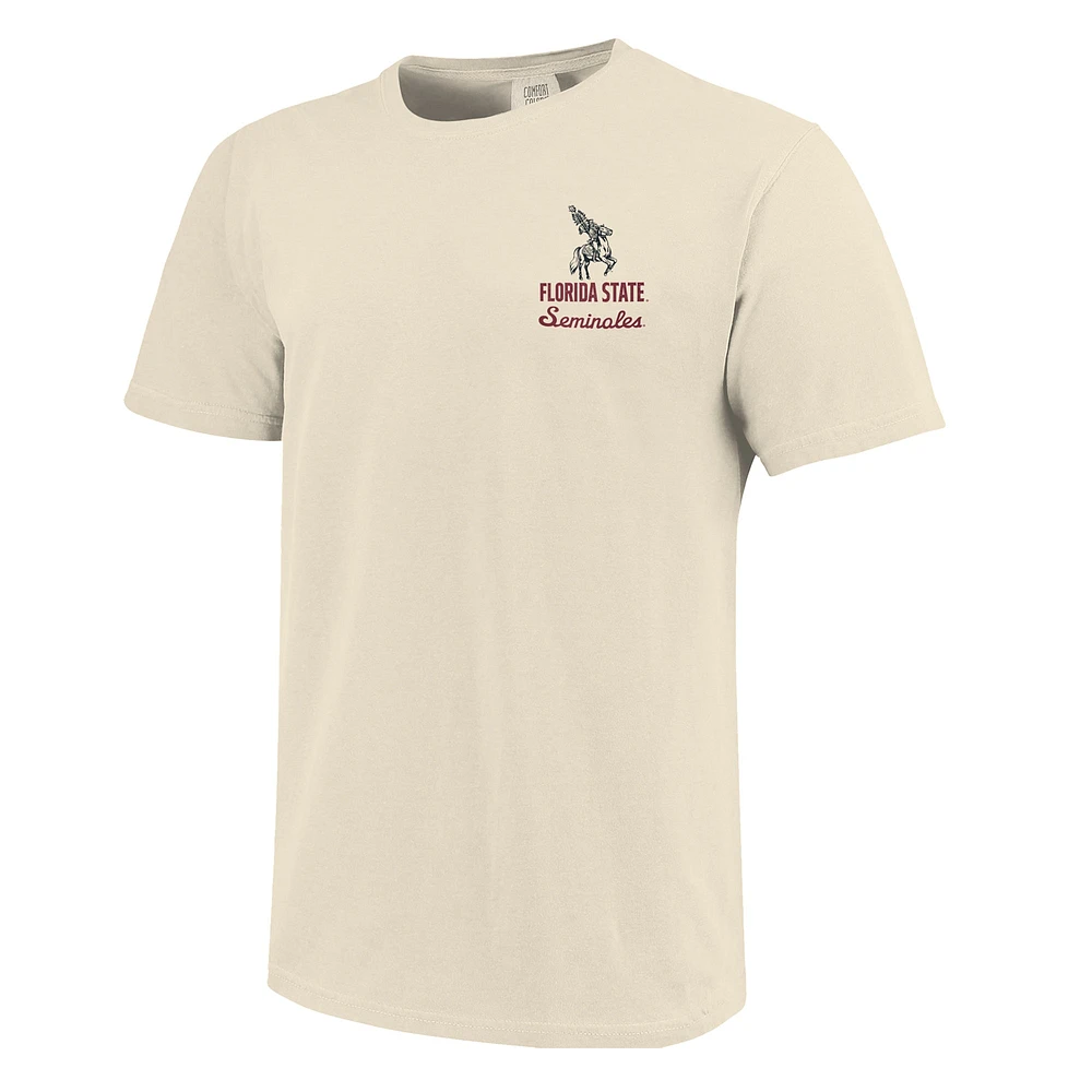 T-shirt confortable à imprimé mascotte des Seminoles de l'État Floride pour homme, couleur crème