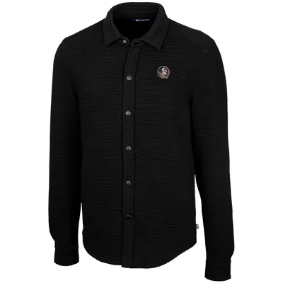 Florida State Seminoles Cutter & Buck Coastal Button-Up Shirt Jacket - Black