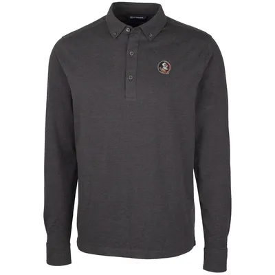 Florida State Seminoles Cutter & Buck Advantage Long Sleeve Polo - Heather Black