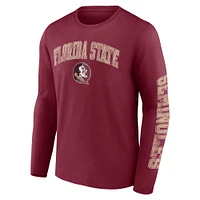 Men's Fanatics Garnet Florida State Seminoles Distressed Arch Over Logo Long Sleeve T-Shirt