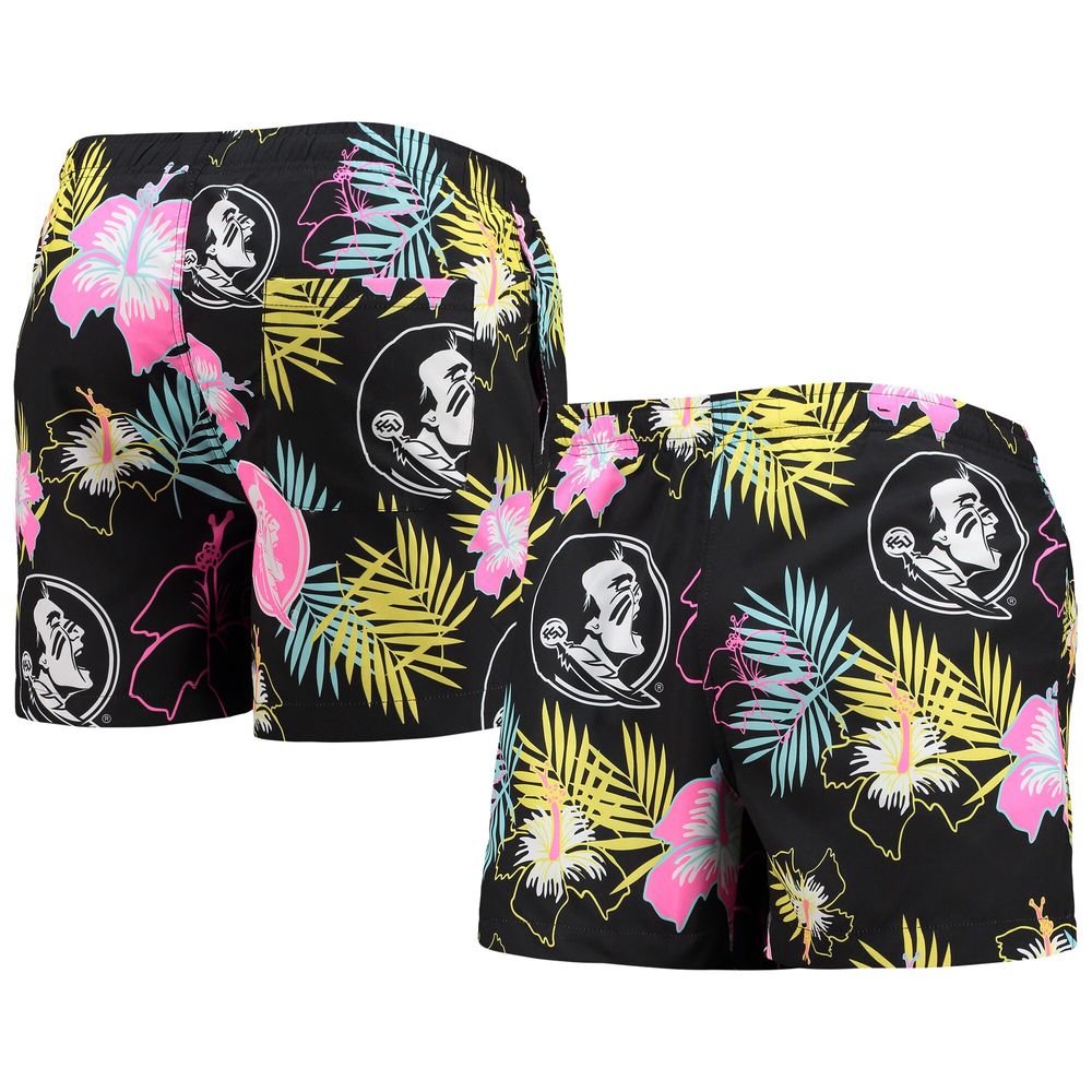 Men's FOCO Black Florida State Seminoles Neon Floral Swim Trunks