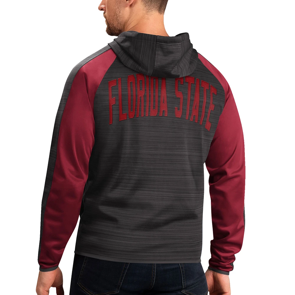 G-III Sports by Carl Banks pour homme Noir Florida State Seminoles Neutral Zone Raglan Full-Zip Track Jacket Hoodie