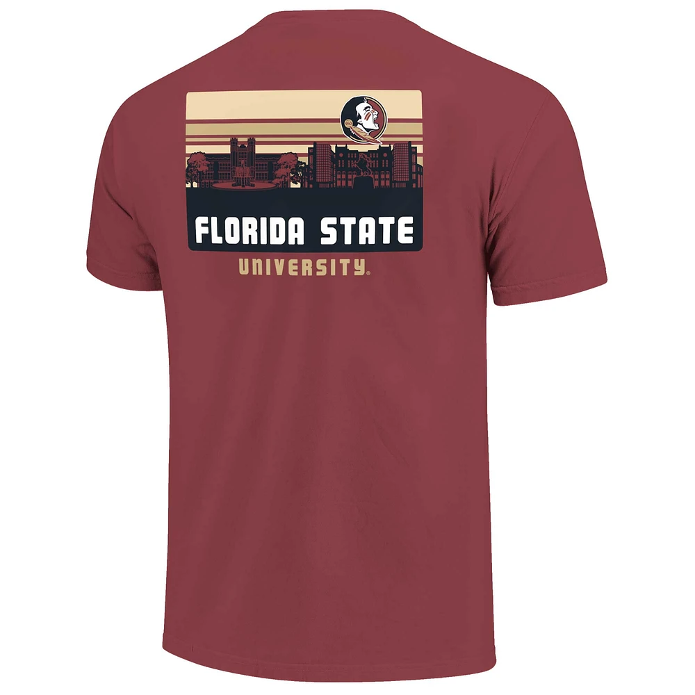 Men's Garnet Florida State Seminoles Striped Campus Skyline T-Shirt