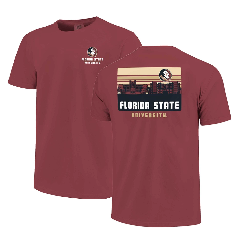 Men's Garnet Florida State Seminoles Striped Campus Skyline T-Shirt