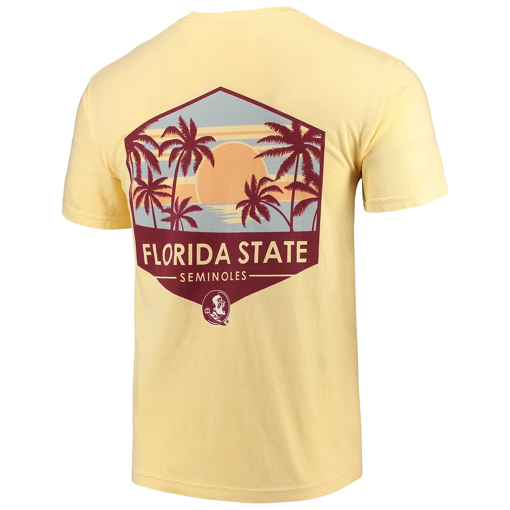 T-shirt à poche aux couleurs confortables de l'État Floride Seminoles Landscape Shield pour homme