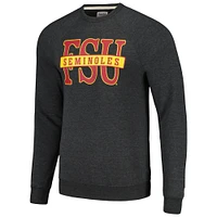 Men's Homefield Heather Charcoal Florida State Seminoles Tri-Blend Crewneck Pullover Sweatshirt