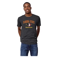 T-shirt à trois bandes Victory Falls Arch Script Florida State Seminoles pour hommes de la ligue universitaire anthracite