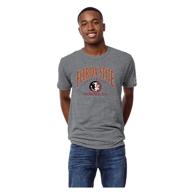 T-shirt à manches longues Victory Falls Tri-Blend des Seminoles de l'État Floride Tall Arch 2.0 pour hommes, gris chiné, tenue universitaire