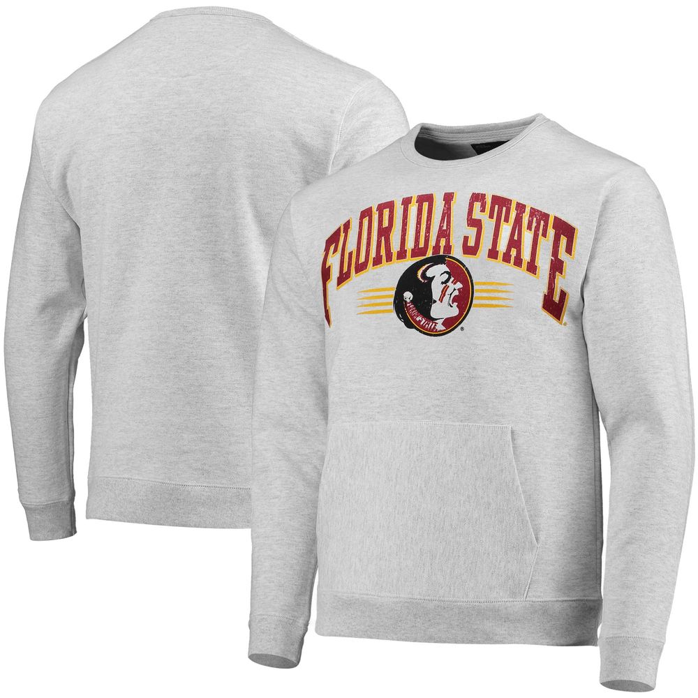 Men's League Collegiate Wear Heathered Gray Florida State Seminoles Upperclassman Pocket Pullover Sweatshirt