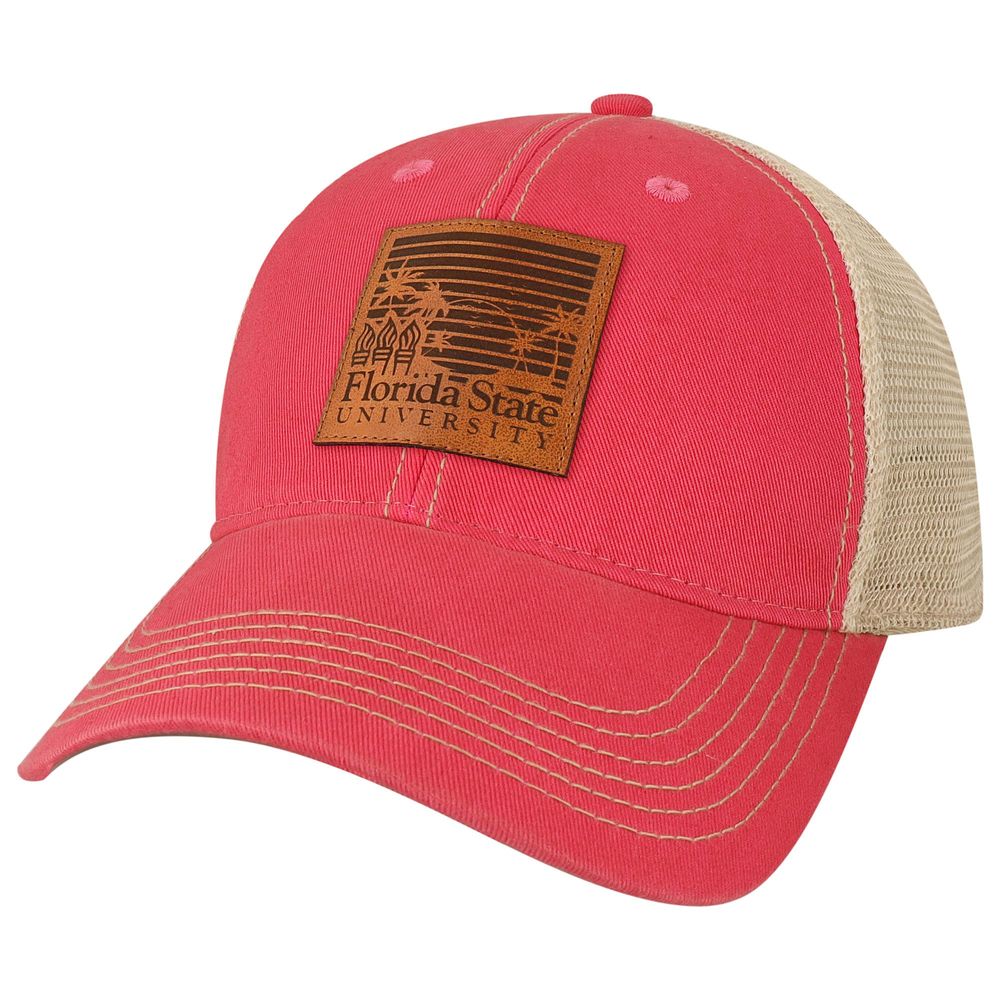 Men's League Collegiate Wear Pink Florida State Seminoles Beach Club Palms Trucker Snapback Adjustable Hat