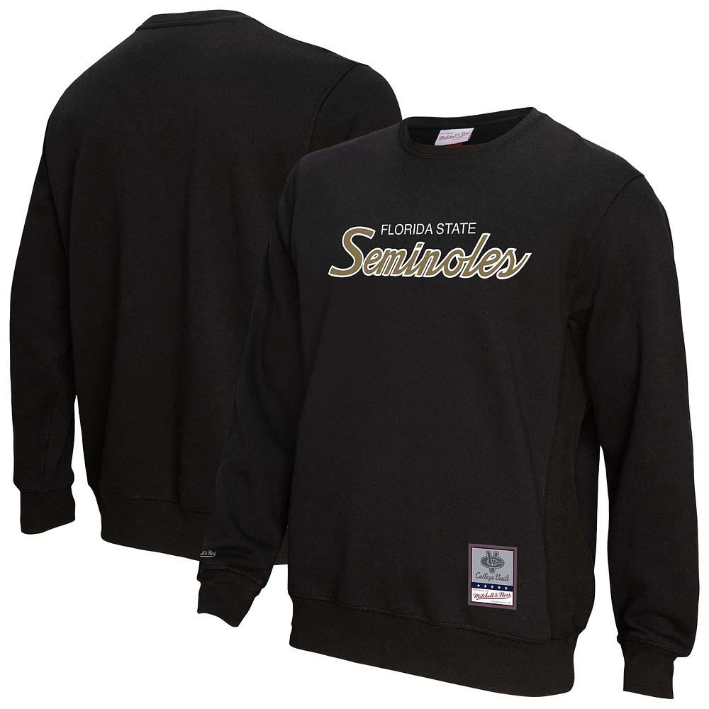Men's Mitchell & Ness  Black Florida State Seminoles Elite Script Pullover Sweatshirt