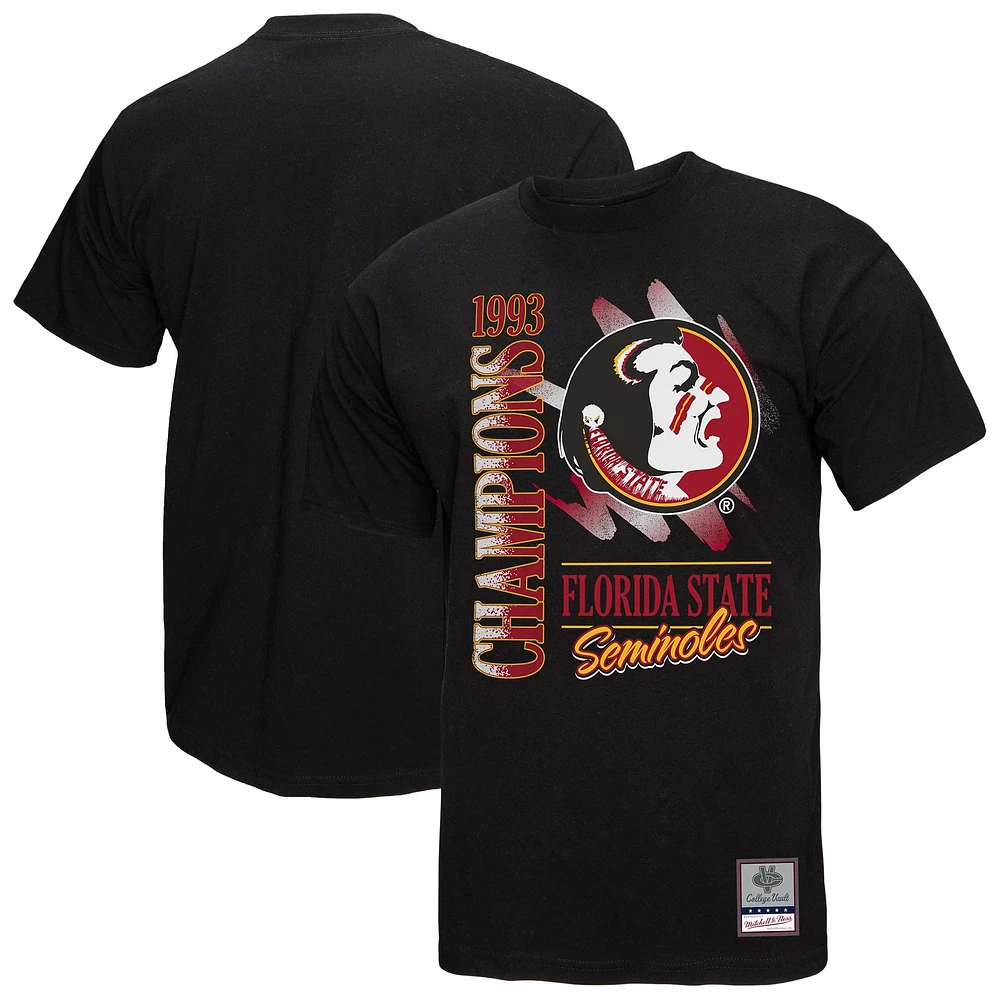 T-shirt noir délavé au minéral rétro Florida State Seminoles de Mitchell & Ness pour homme