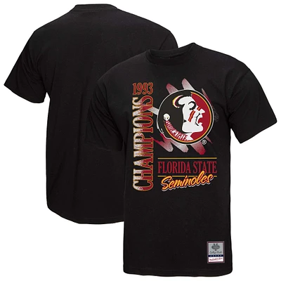 T-shirt noir délavé au minéral rétro Florida State Seminoles de Mitchell & Ness pour homme