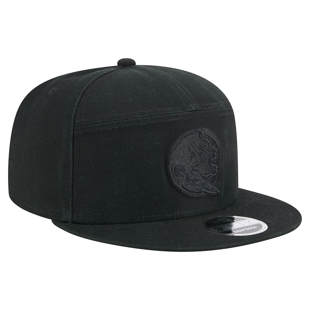 Casquette snapback 9FIFTY Adventure noire en toile pour homme, modèle Florida State Seminoles, New Era