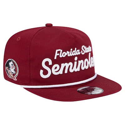 Men's New Era Garnet Florida State Seminoles Adventure Team Text Golfer Snapback Hat