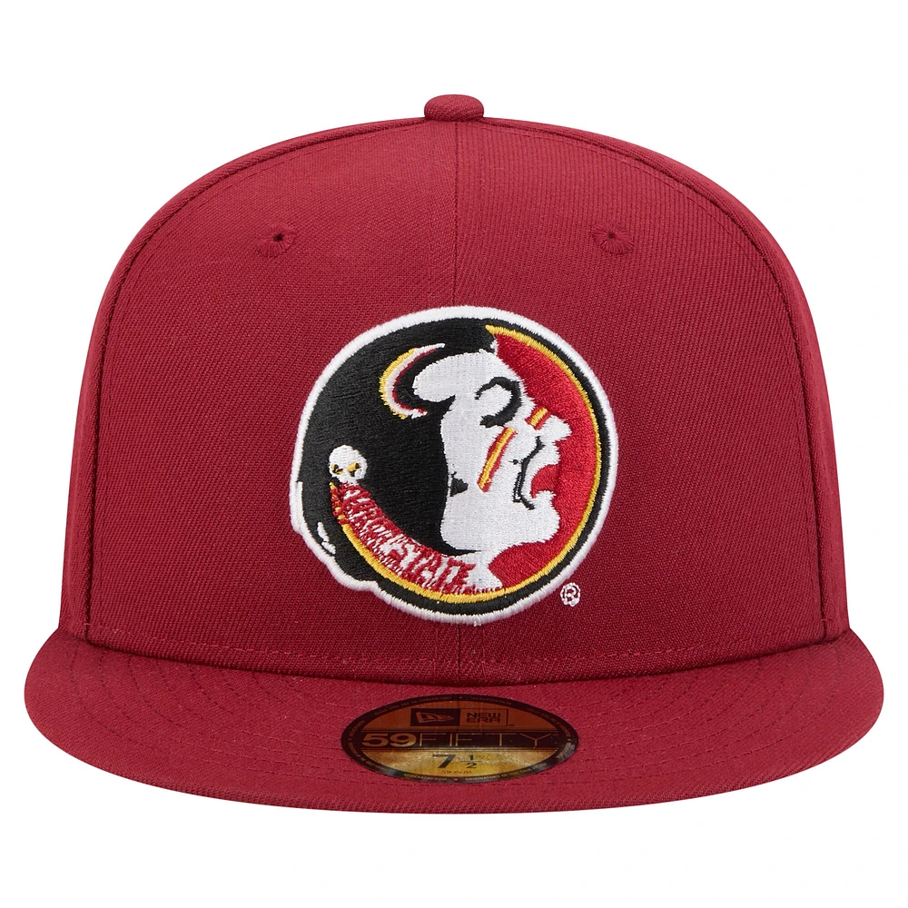 Casquette ajustée New Era 59FIFTY Garnet Florida State Seminoles pour homme
