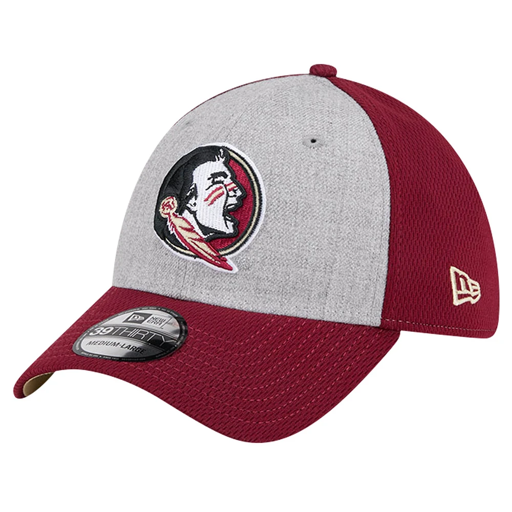 Men's New Era Heather Gray/Garnet Florida State Seminoles Two-Tone 39THIRTY Flex Hat