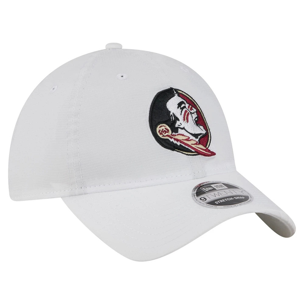 Men's New Era White Florida State Seminoles Active Ripstop 9TWENTY Adjustable Hat