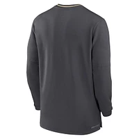 Men's Nike Anthracite Florida State Seminoles 2024 Sideline Coach Performance Half-Zip Long Sleeve Top